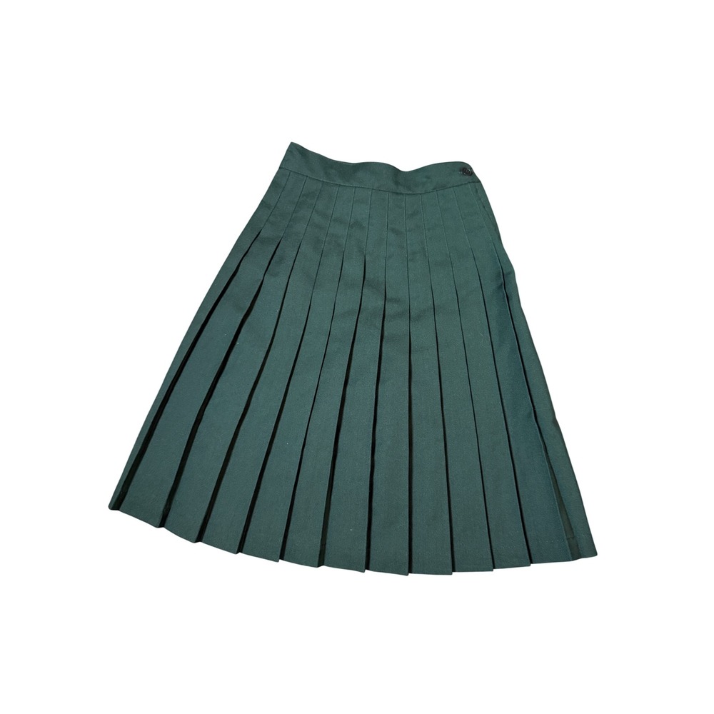 NWOT Betty Z Green Girl Size 10K Pleated Skirt‎ Side Zip Wool 23" Adjustable